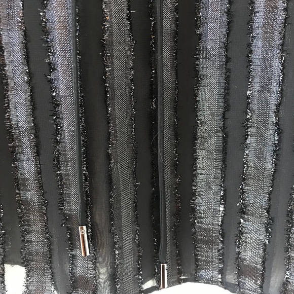 Elie Tahari silk ruffle black metallic shirt - Picture 5 of 10